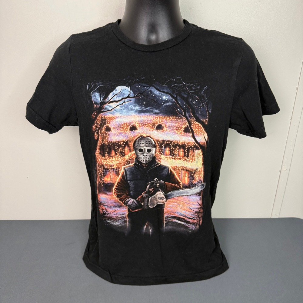 Fright Rags T-Shirt Mens Small Jason Voorhees Horror Holiday Chainsaw Black Tee